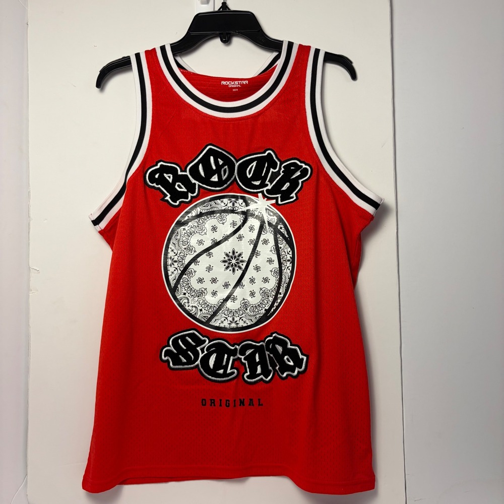 Rockstar Original Mens Red Basketball Jersey Paisley Player 08 Streetwear Size M